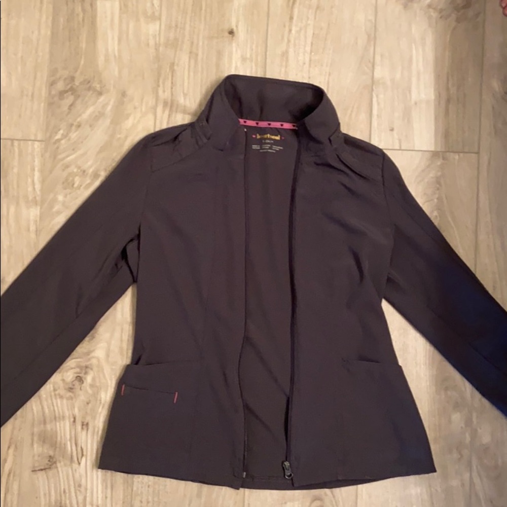 Women’s dark grey scrub jacket size Small